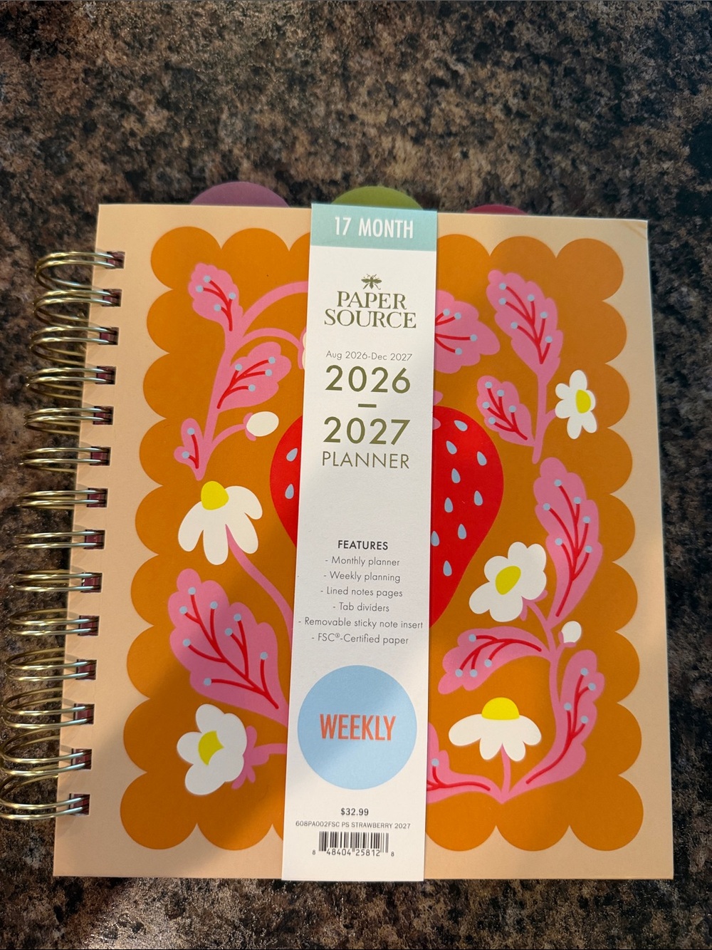 NWT Paper Source 17 month planner